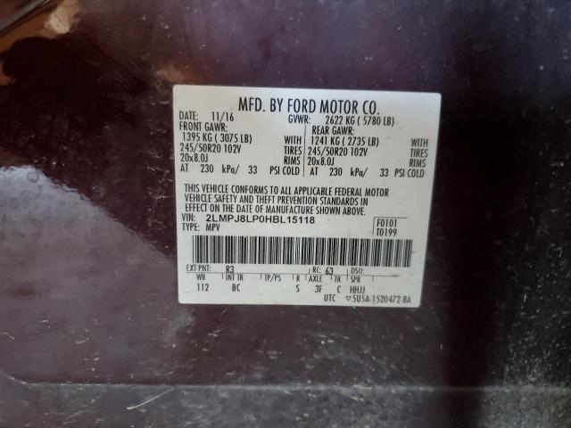 2LMPJ8LP0HBL15118 - 2017 LINCOLN MKX RESERVE كستنائي صورة 13