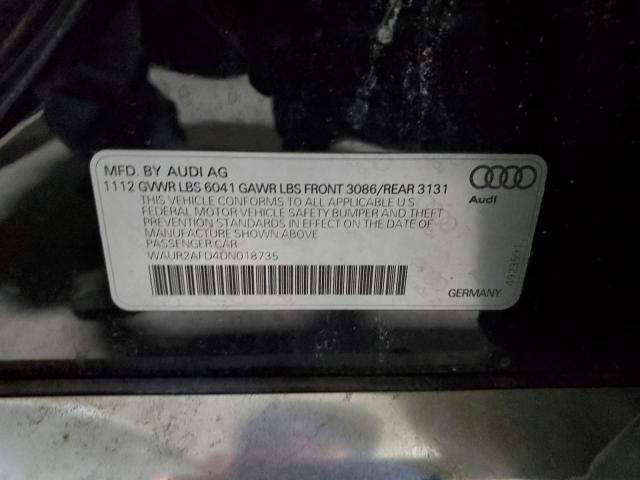 WAUR2AFD4DN018735 - 2013 AUDI A8 L QUATTRO BLACK photo 12