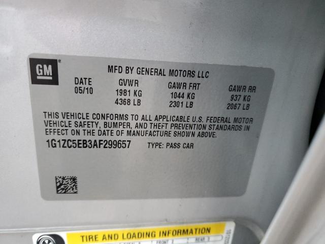 1G1ZC5EB3AF299657 - 2010 CHEVROLET MALIBU 1LT 银色 照片 12