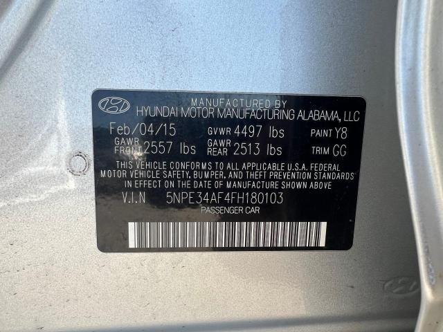 5NPE34AF4FH180103 - 2015 HYUNDAI SONATA SPORT SILVER photo 10