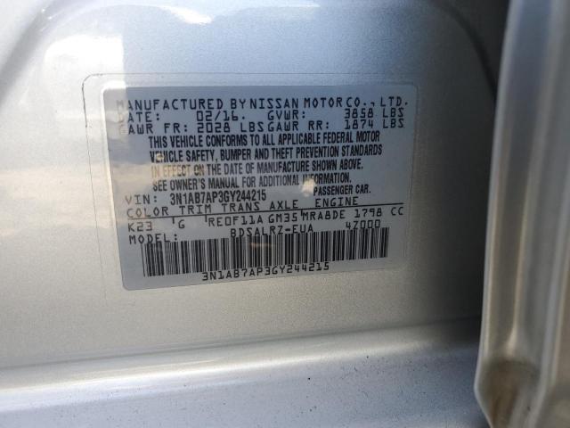 3N1AB7AP3GY244215 - 2016 NISSAN SENTRA S SILVER photo 12