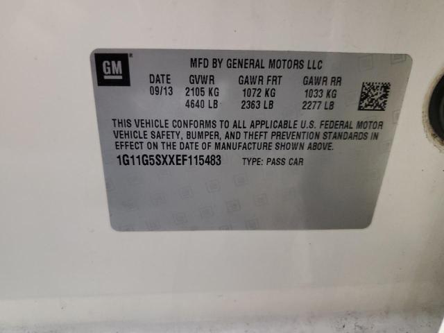 1G11G5SXXEF115483 - 2014 CHEVROLET MALIBU 3LT WHITE photo 12