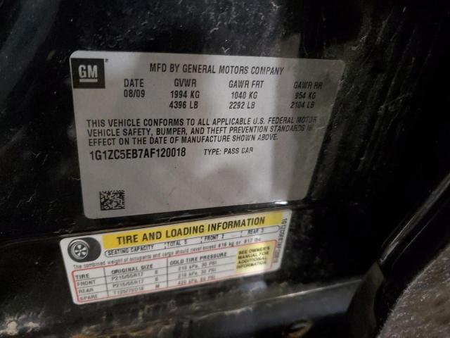 1G1ZC5EB7AF120018 - 2010 CHEVROLET MALIBU 1LT BLACK photo 12