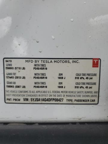 5YJSA1AG4DFP08427 - 2013 TESLA MODEL S 白色 照片 12