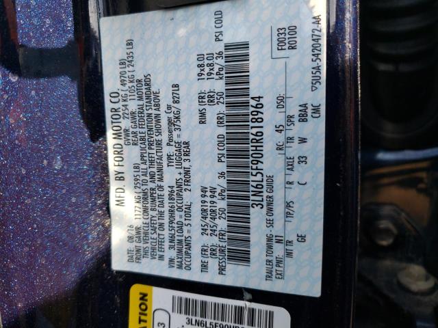 3LN6L5F90HR618964 - 2017 LINCOLN MKZ RESERVE ლურჯი ფოტო 12