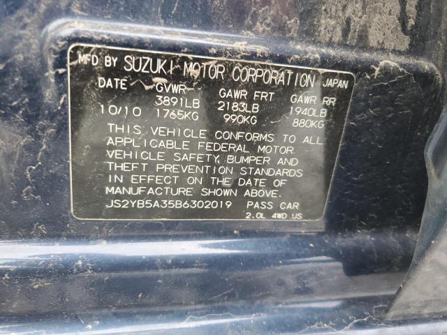JS2YB5A35B6302019 - 2011 SUZUKI SX4 BLUE photo 12