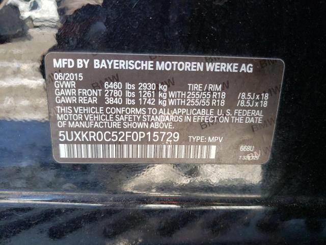 5UXKR0C52F0P15729 - 2015 BMW X5 XDRIVE35I BLACK photo 12