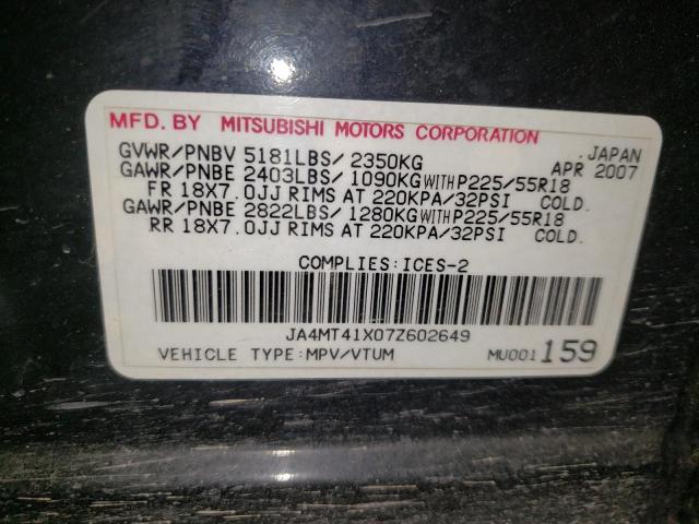 JA4MT41X07Z602649 - 2007 MITSUBISHI OUTLANDER XLS BLACK photo 13