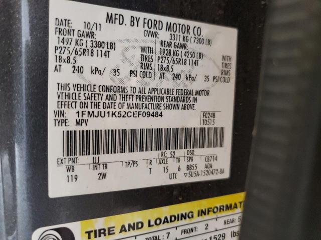 1FMJU1K52CEF09484 - 2012 FORD EXPEDITION LIMITED GRAY photo 13