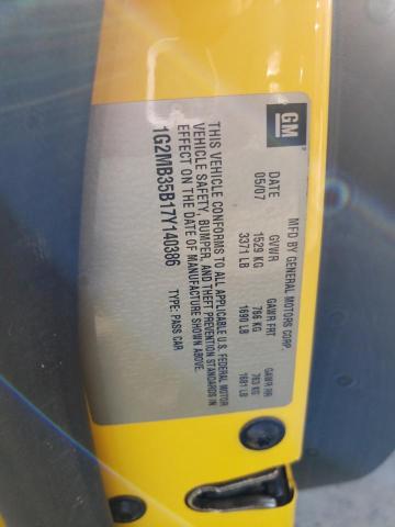 1G2MB35B17Y140386 - 2007 PONTIAC SOLSTICE YELLOW photo 12