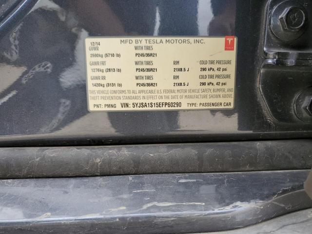 5YJSA1S15EFP60290 - 2014 TESLA MODEL S CHARCOAL photo 12