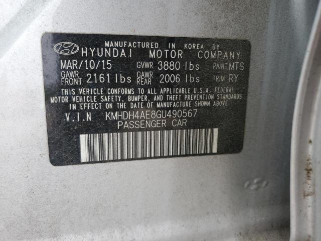 KMHDH4AE8GU490567 - 2016 HYUNDAI ELANTRA SE SILVER photo 12