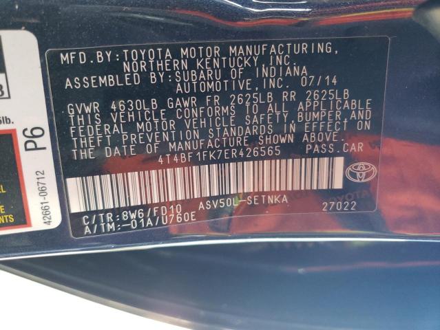 4T4BF1FK7ER426565 - 2014 TOYOTA CAMRY L BLUE photo 13