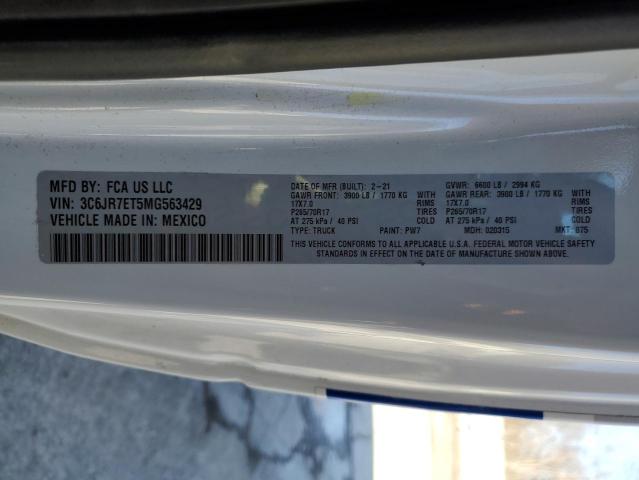 3C6JR7ET5MG563429 - 2021 RAM 1500 CLASS SLT თეთრი ფოტო 13