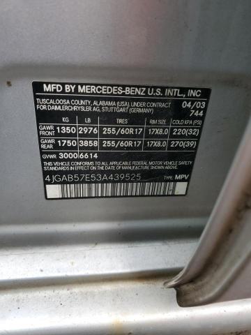 4JGAB57E53A439525 - 2003 MERCEDES-BENZ ML 350 SILVER photo 12