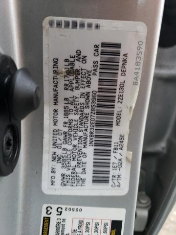 1NXBR32E07Z853960 - 2007 TOYOTA COROLLA CE SILVER photo 12