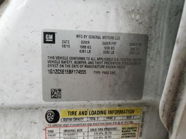 1G1ZC5E15BF174555 - 2011 CHEVROLET MALIBU 1LT WHITE photo 12