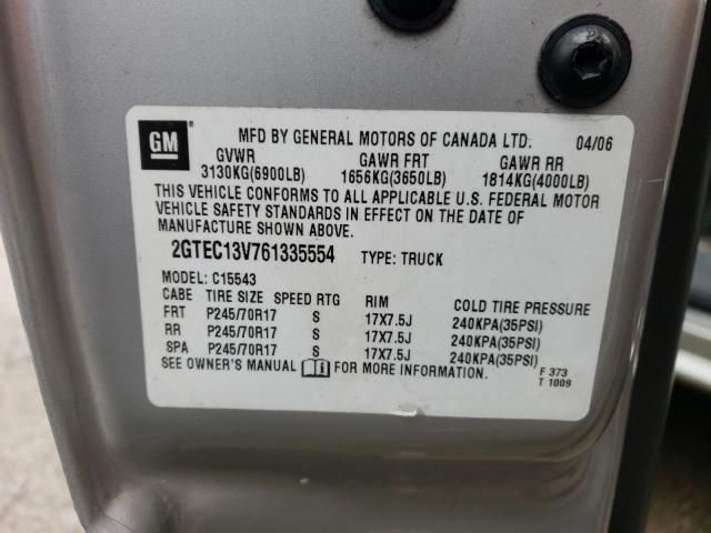 2GTEC13V761335554 - 2006 GMC NEW SIERRA C1500 BEIGE photo 12