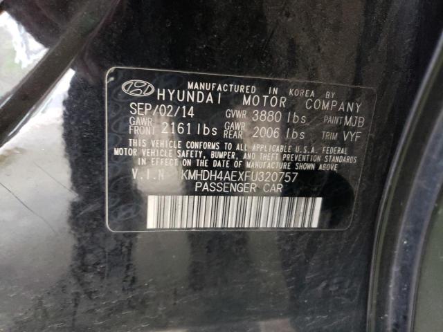 KMHDH4AEXFU320757 - 2015 HYUNDAI ELANTRA SE BLACK photo 12