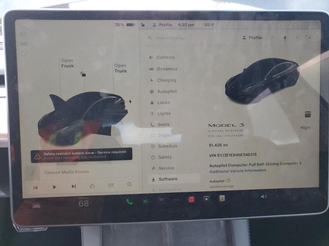 5YJ3E1EB4NF349315 - 2022 TESLA MODEL 3 Qara foto 9