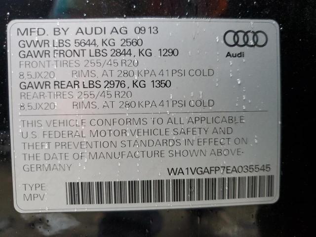 WA1VGAFP7EA035545 - 2014 AUDI SQ5 PRESTIGE BLACK photo 12