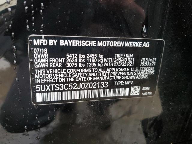 5UXTS3C52J0Z02133 - 2018 BMW X3 XDRIVEM40I შავი ფოტო 13