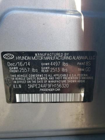 5NPE24AF9FH156320 - 2015 HYUNDAI SONATA SE SILVER photo 12