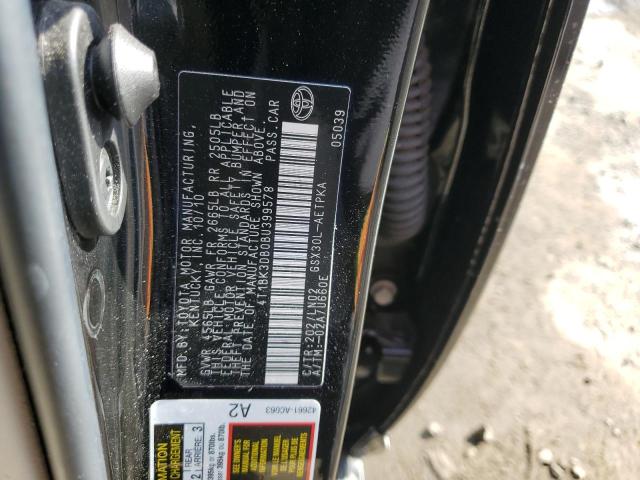 4T1BK3DB0BU399578 - 2011 TOYOTA AVALON BASE BLACK photo 12