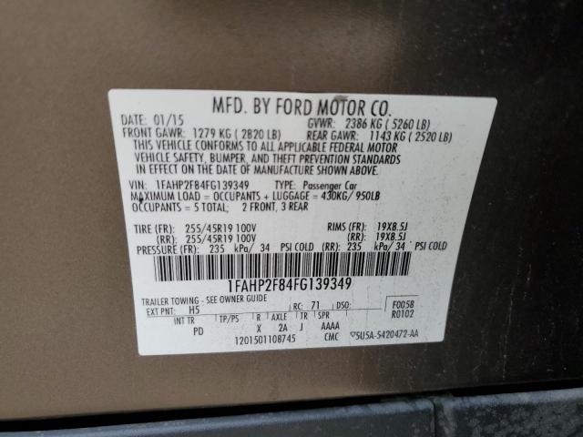 1FAHP2F84FG139349 - 2015 FORD TAURUS LIMITED BROWN photo 12