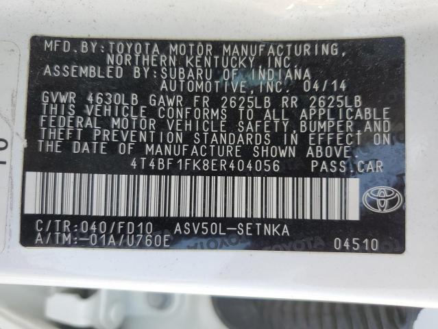 4T4BF1FK8ER404056 - 2014 TOYOTA CAMRY L WHITE photo 13