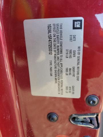 1G2AL15F477253312 - 2007 PONTIAC G5 RED photo 12