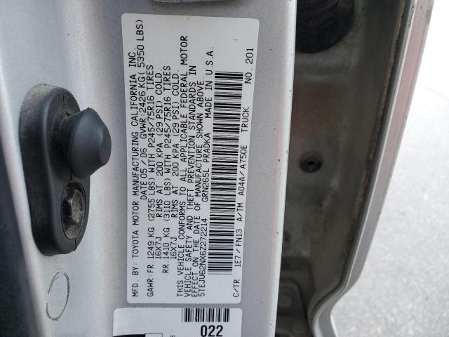 5TEJU62NX6Z272214 - 2006 TOYOTA TACOMA DOUBLE CAB PRERUNNER SILVER photo 12