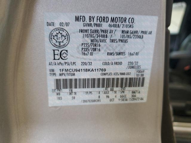 1FMCU94118KA11769 - 2008 FORD ESCAPE LIMITED SILVER photo 13