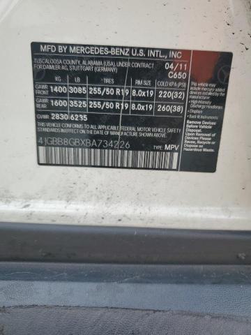 4JGBB8GBXBA734226 - 2011 MERCEDES-BENZ ML 350 4MATIC WHITE photo 13