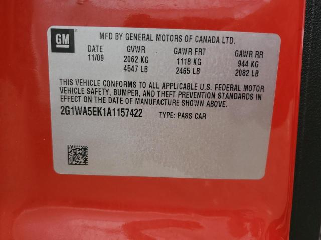 2G1WA5EK1A1157422 - 2010 CHEVROLET IMPALA LS RED photo 12