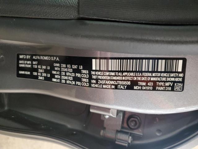 ZASFAKNN3J7B59506 - 2018 ALFA ROMEO STELVIO TI SPORT GRAY photo 13
