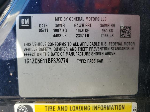 1G1ZC5E11BF379774 - 2011 CHEVROLET MALIBU 1LT Көк фото 12