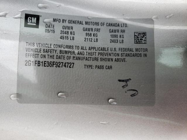 2G1FB1E36F9274727 - 2015 CHEVROLET CAMARO LS SILVER photo 12