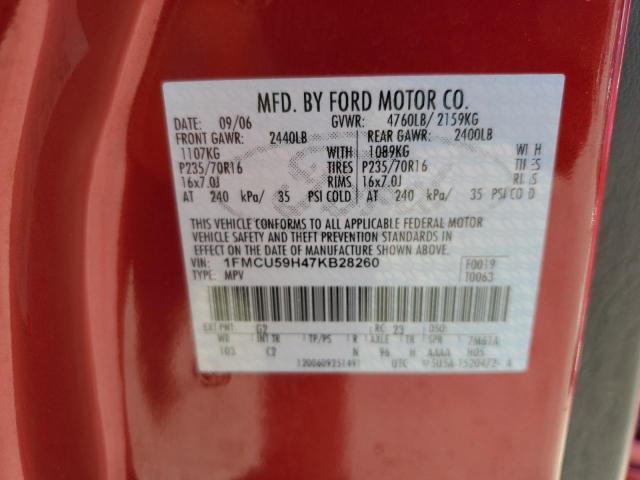 1FMCU59H47KB28260 - 2007 FORD ESCAPE HEV RED photo 14