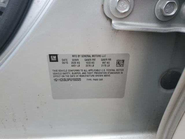 1G11C5SL5FU150325 - 2015 CHEVROLET MALIBU 1LT SILVER photo 12