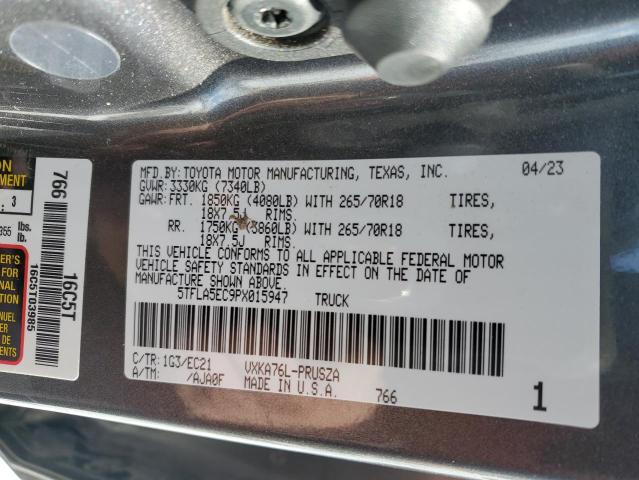 5TFLA5EC9PX015947 - 2023 TOYOTA TUNDRA CREWMAX SR5 GRAY photo 12