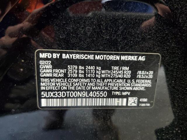 5UX33DT00N9L40550 - 2022 BMW X4 XDRIVE30I BLUE photo 14