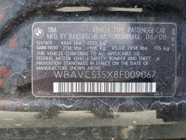 WBAVC535X8F009067 - 2008 BMW 328 I SULEV BLACK photo 13