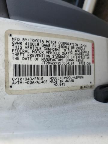 JT2BG22K210554164 - 2001 TOYOTA CAMRY CE WHITE photo 12