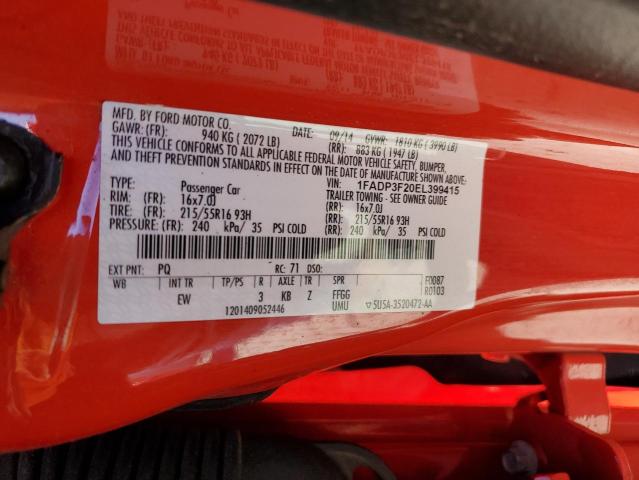 1FADP3F20EL399415 - 2014 FORD FOCUS SE RED photo 13