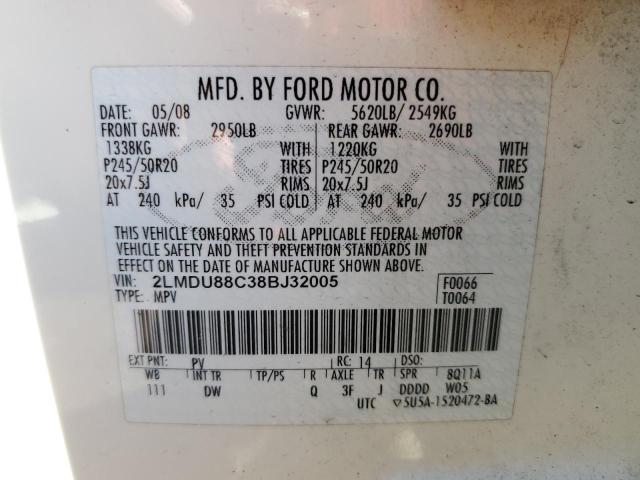 2LMDU88C38BJ32005 - 2008 LINCOLN MKX WHITE photo 13