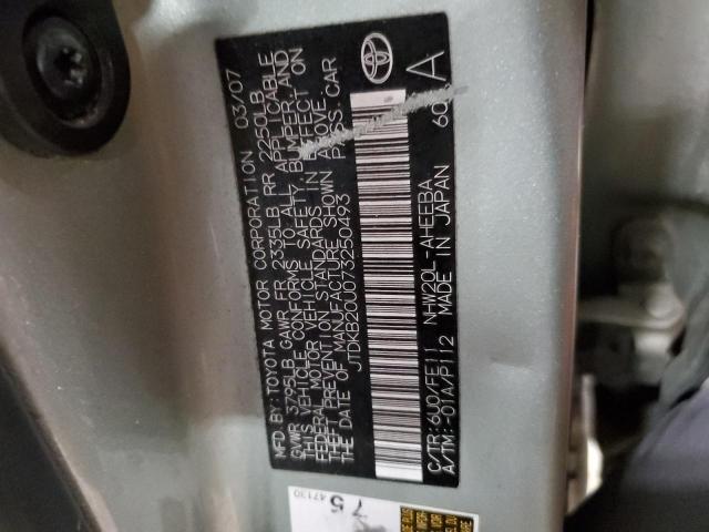 JTDKB20U073250493 - 2007 TOYOTA PRIUS GREEN photo 12