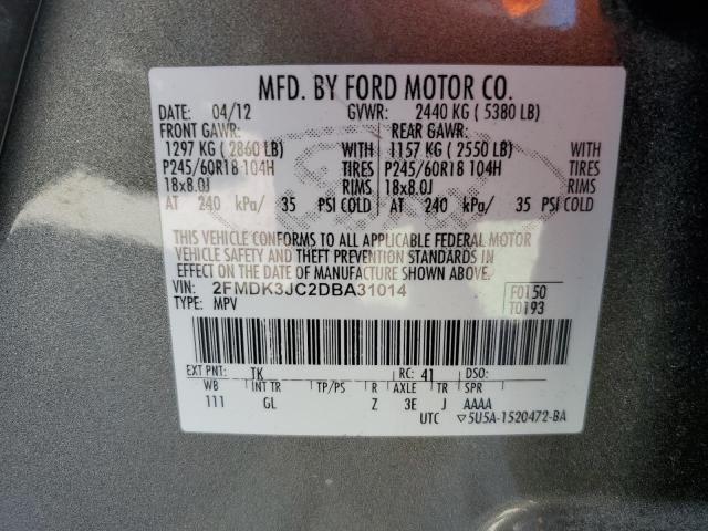 2FMDK3JC2DBA31014 - 2013 FORD EDGE SEL 灰色 照片 13