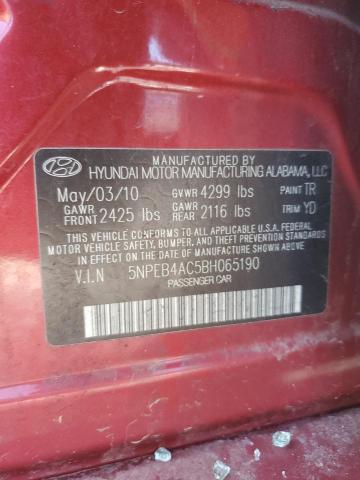 5NPEB4AC5BH065190 - 2011 HYUNDAI SONATA GLS BURGUNDY photo 12