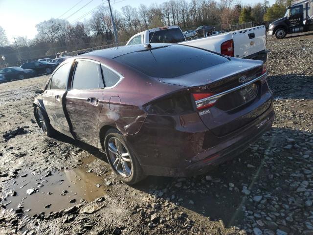 3FA6P0HD2JR264437 - 2018 FORD FUSION SE BURGUNDY photo 2